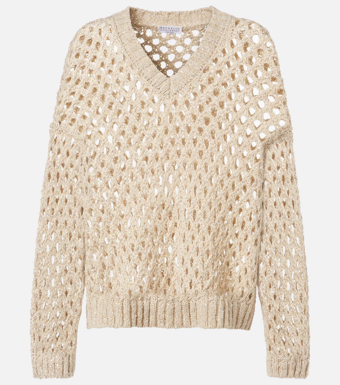 Sequined silk and linen-blend sweater | Brunello Cucinelli