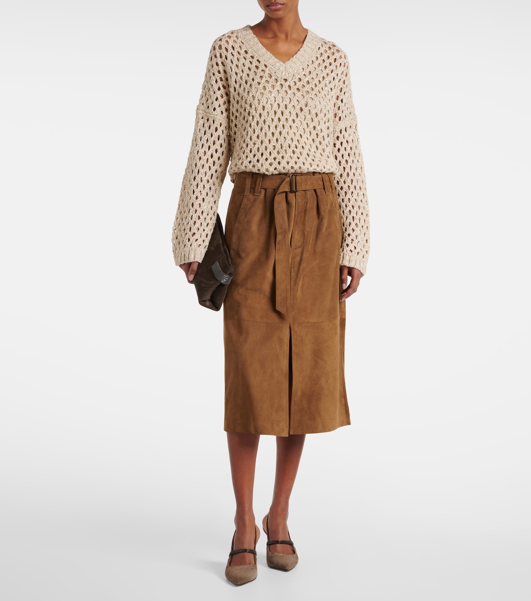 Sequined silk and linen-blend sweater | Brunello Cucinelli
