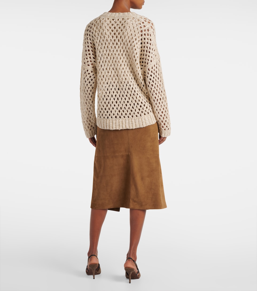 Sequined silk and linen-blend sweater | Brunello Cucinelli