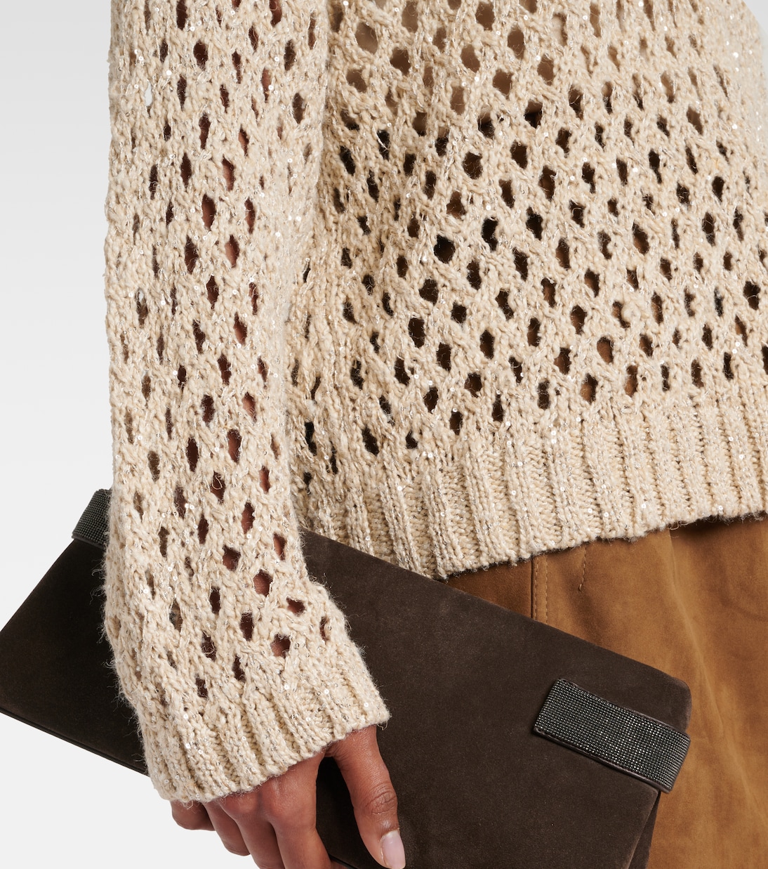 Sequined silk and linen-blend sweater | Brunello Cucinelli