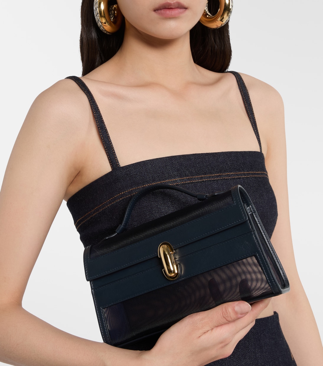 Tote Bag Symmetry aus Mesh mit Leder | Savette