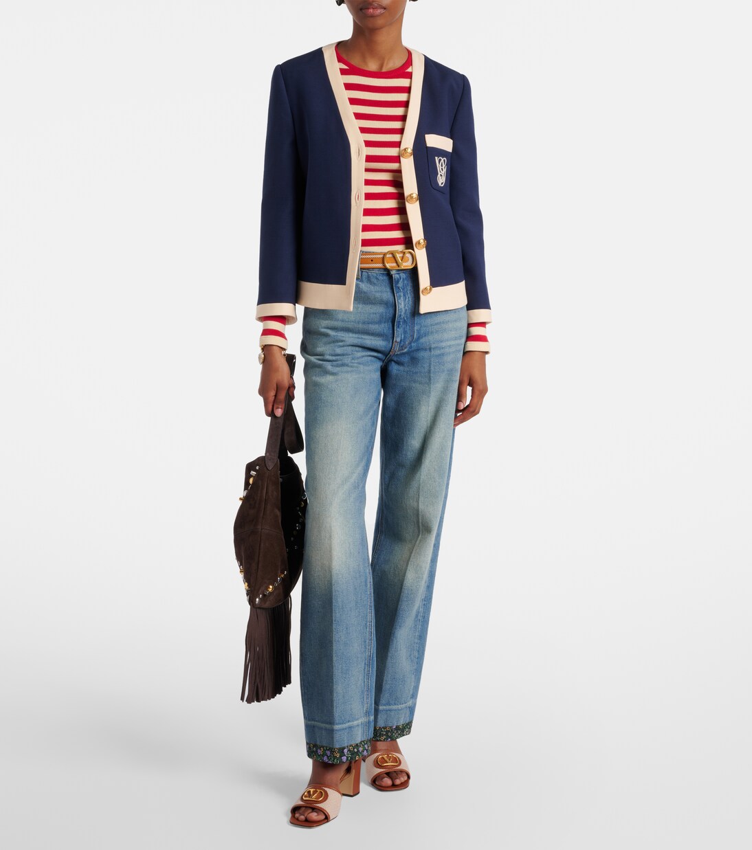 Sandalen VLogo 75 aus Canvas mit Leder | Valentino Garavani