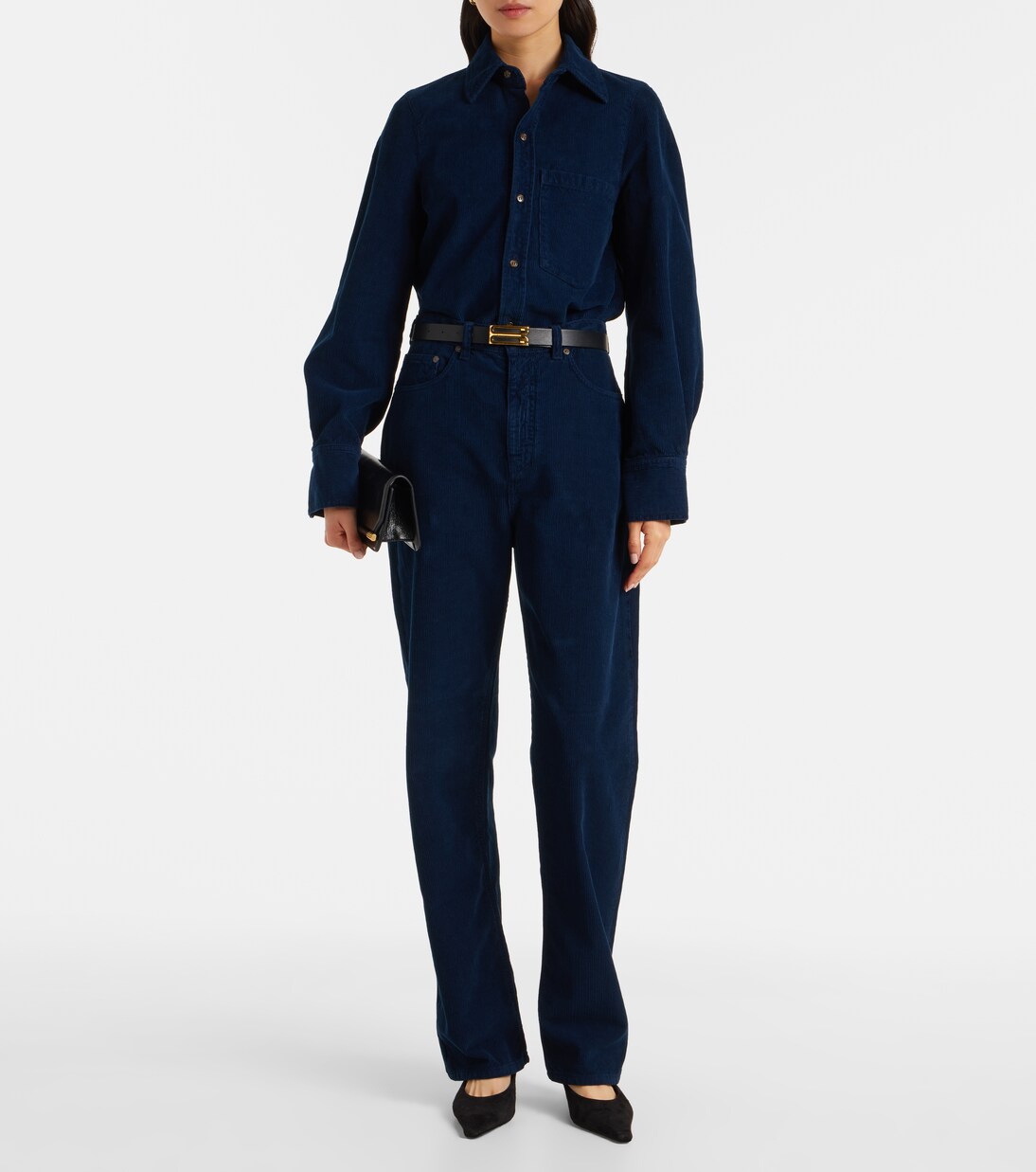 Gerade High-Rise-Hose aus Baumwoll-Cord | Victoria Beckham