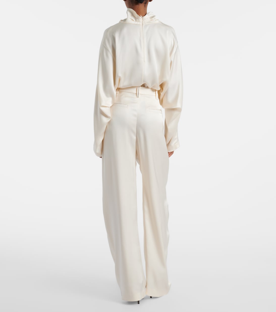 Gerade Mid-Rise-Hose aus Seide  | Brunello Cucinelli