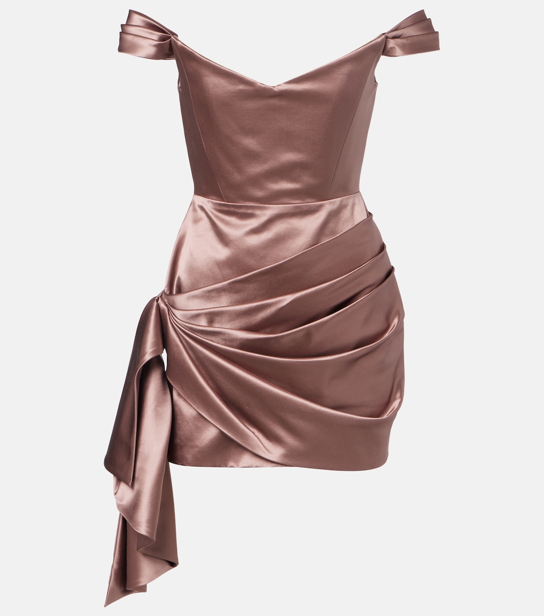 Off-shoulder cotton and silk satin minidress | Alex Perry