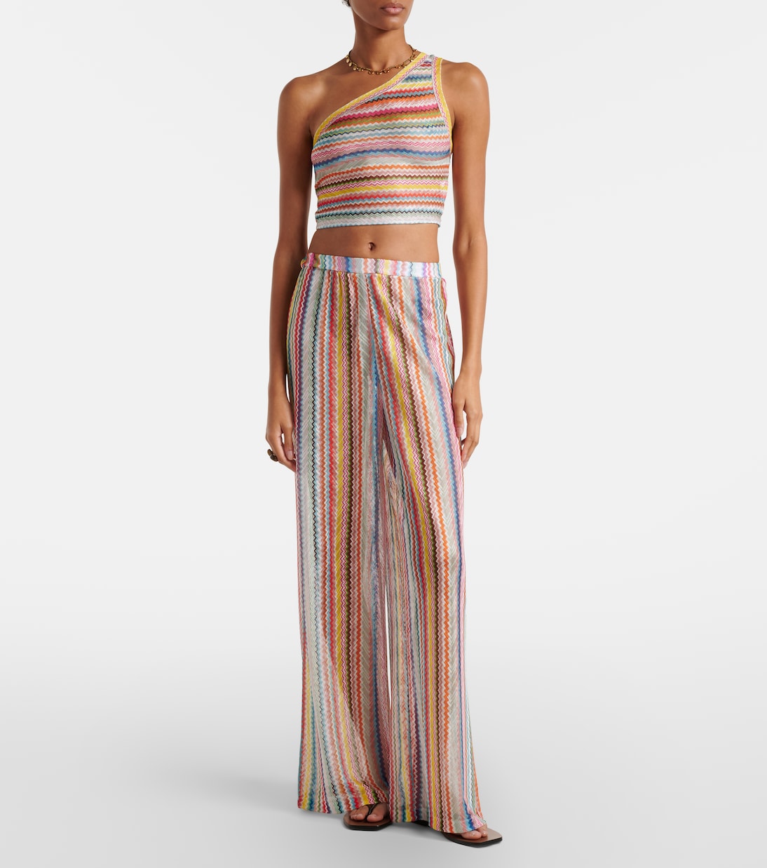 Zigzag one-shoulder crop top | Missoni