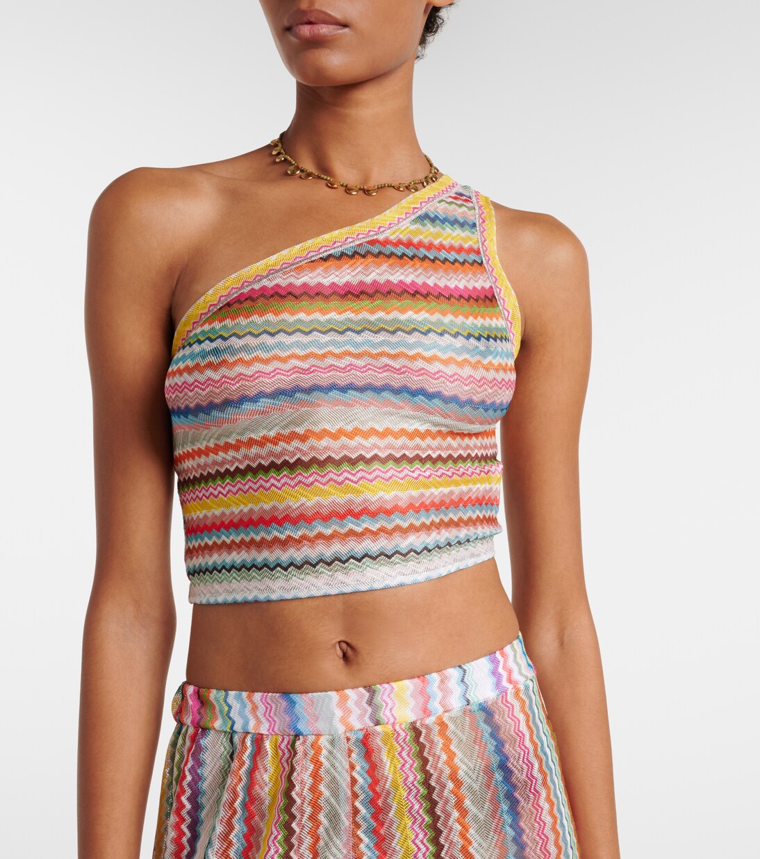 Zigzag one-shoulder crop top | Missoni
