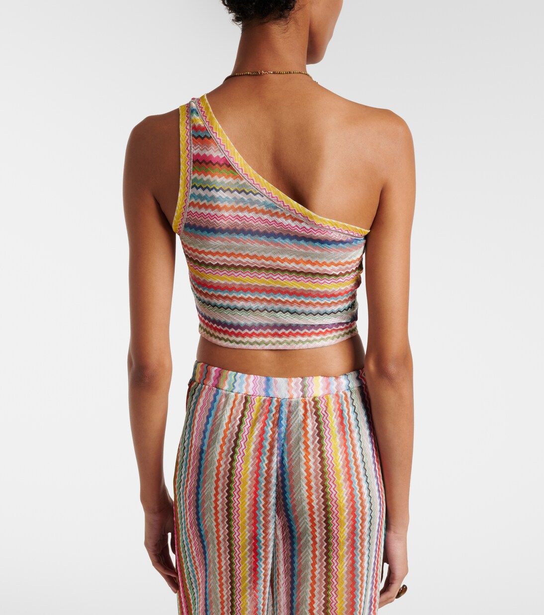 Zigzag one-shoulder crop top | Missoni