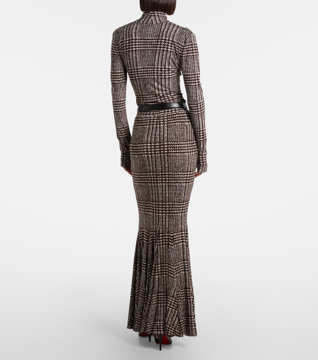 Prince of Wales check maxi skirt | Norma Kamali