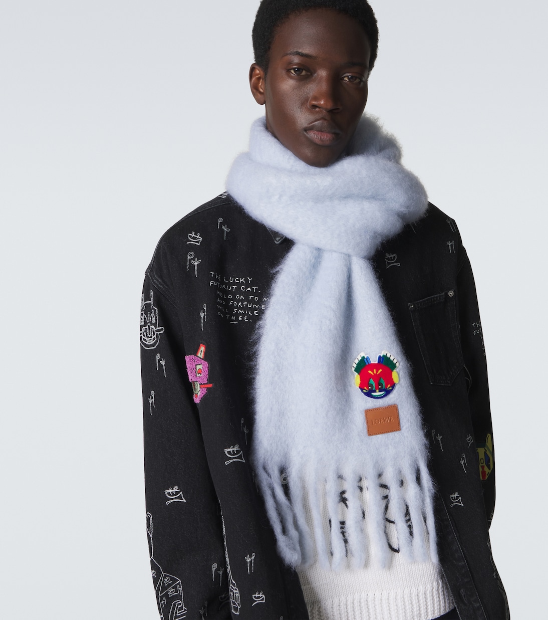 Embroidered mohair and wool scarf | Loewe