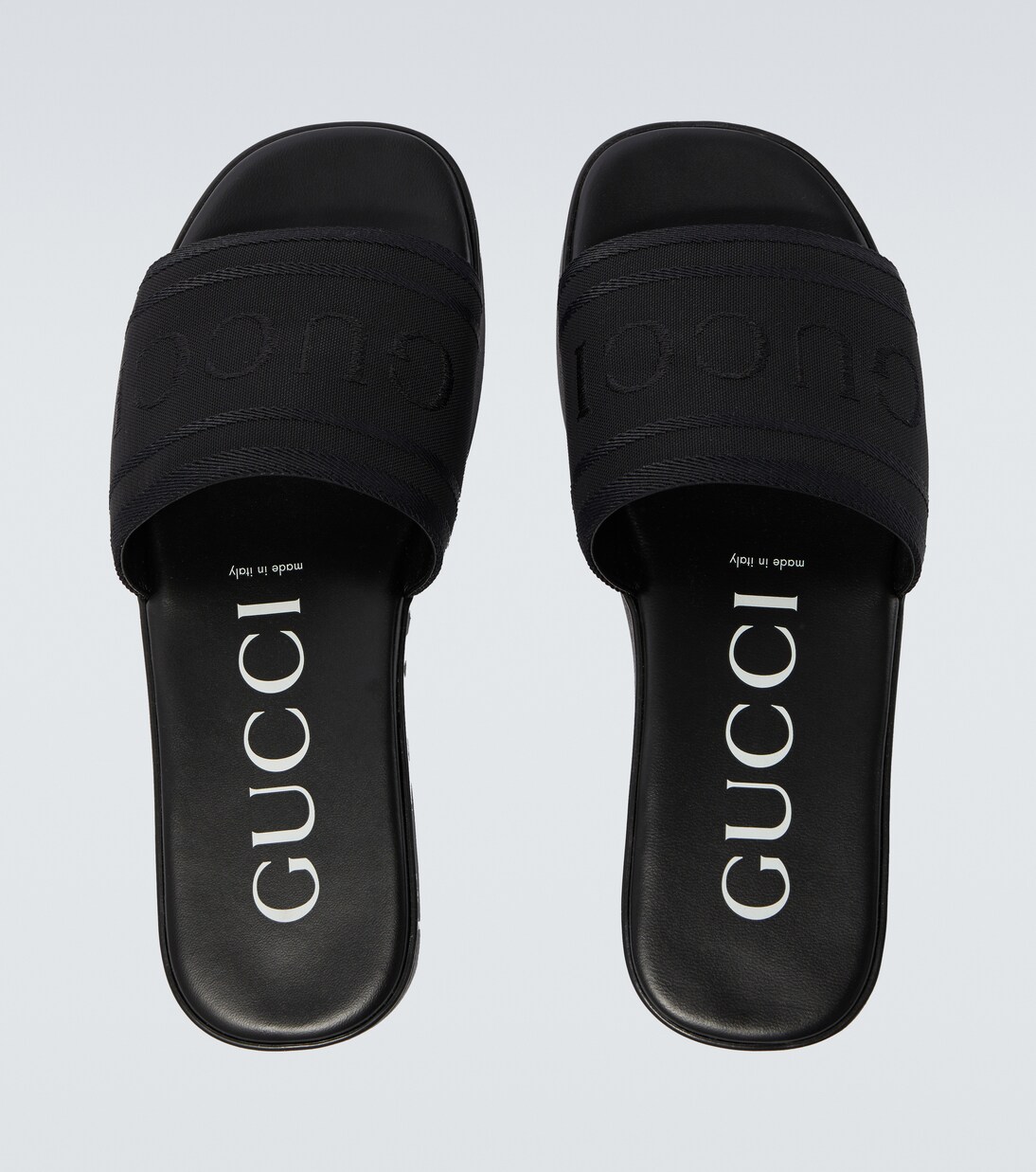 Logo canvas and leather slides | Gucci