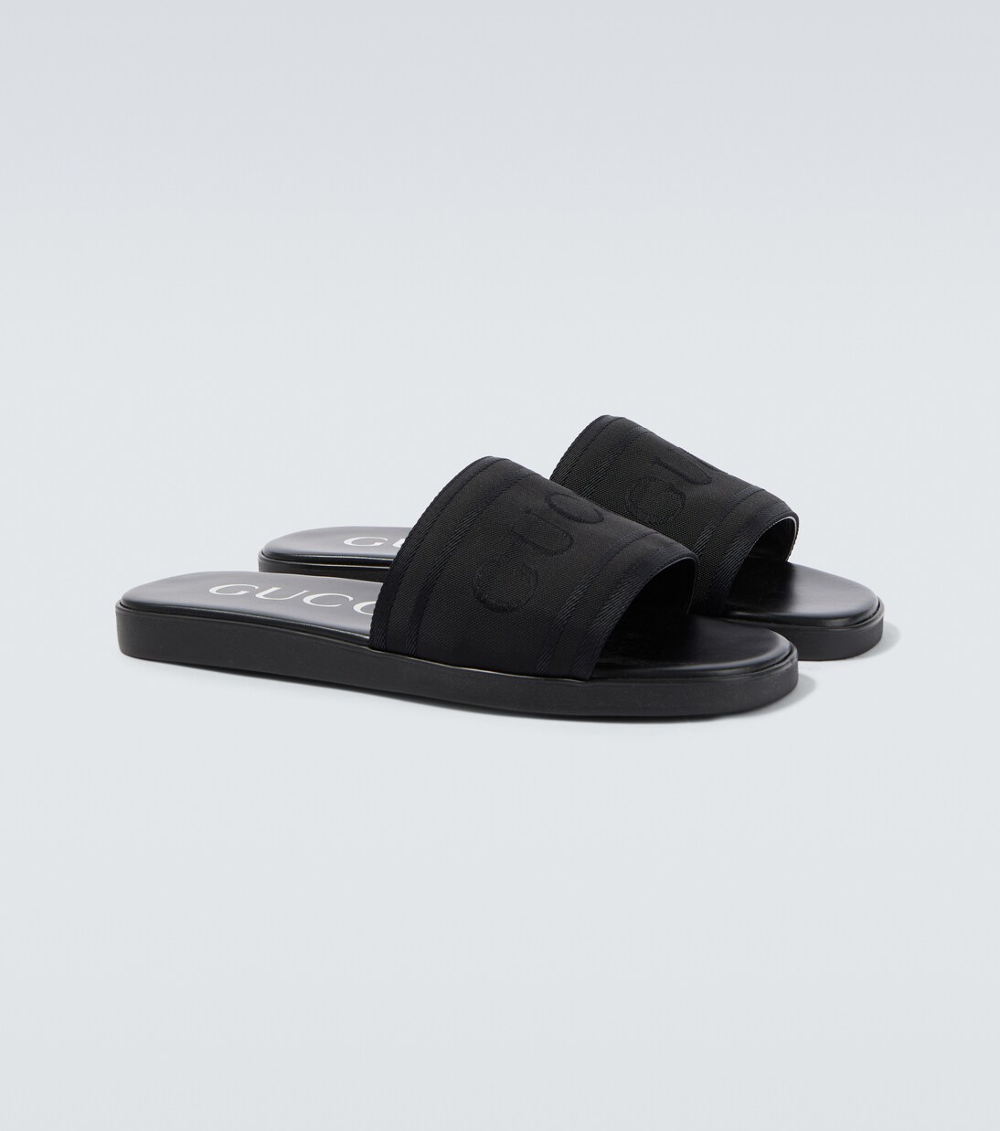 Logo canvas and leather slides | Gucci
