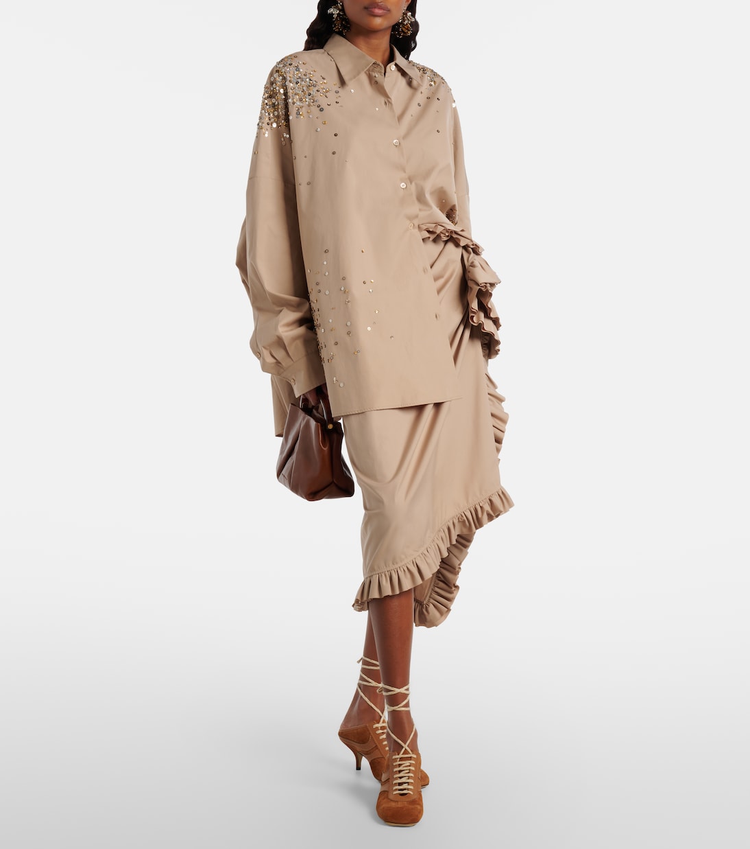 Sequined oversized cotton shirt | Dries Van Noten