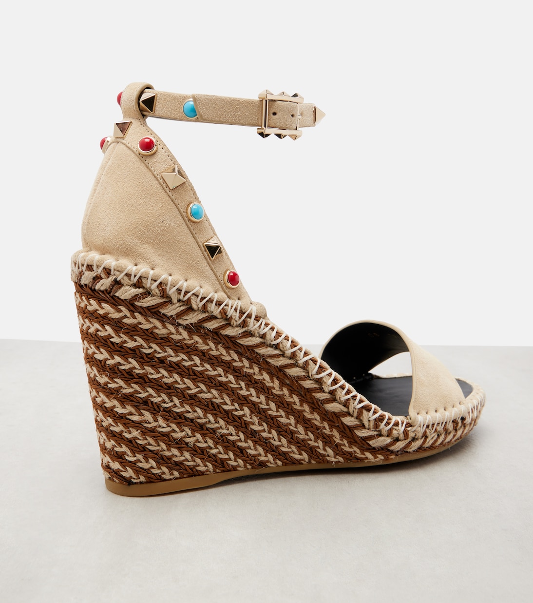 Espadrilles compensées Rockstud 105 en daim | Valentino Garavani