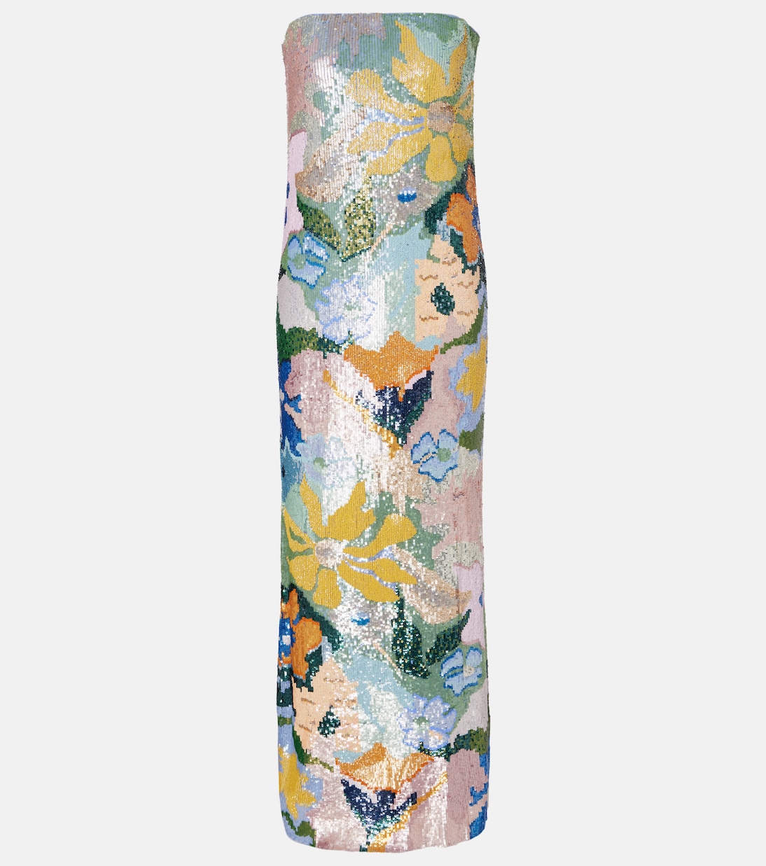 Floral sequined strapless gown | Là Fuori