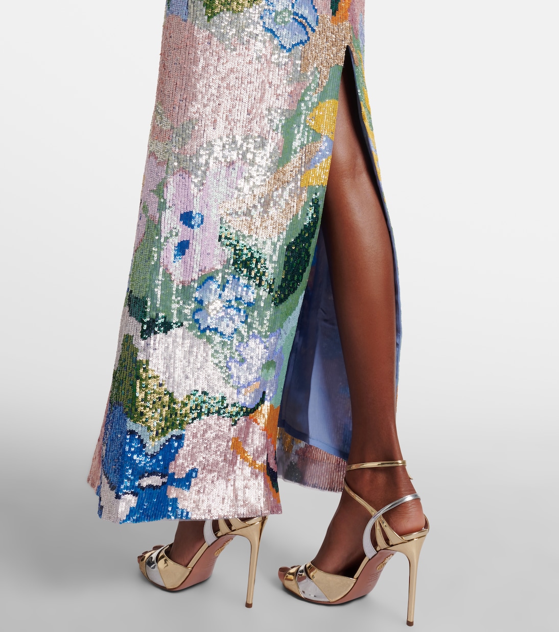 Floral sequined strapless gown | Là Fuori