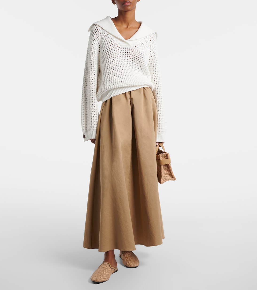 Cotton-blend midi skirt | Brunello Cucinelli