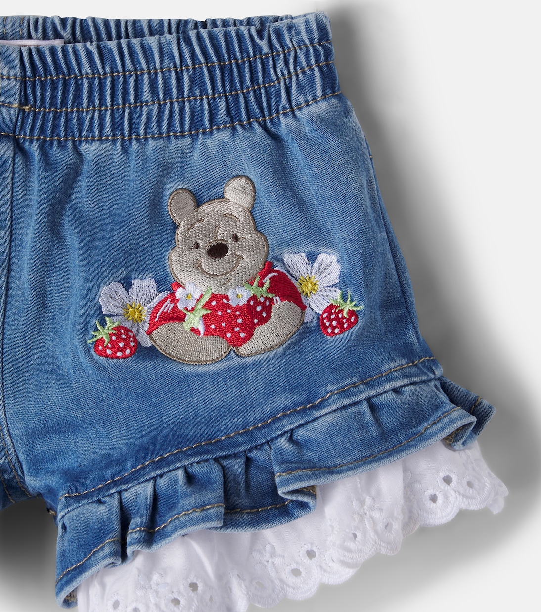 Bébé – x Disney® – Short en jean brodé à volants | Monnalisa