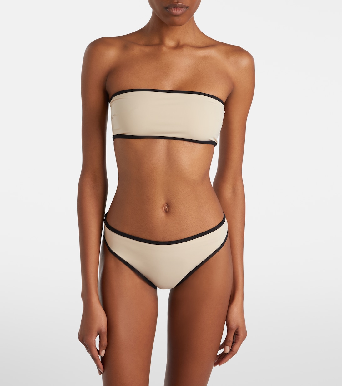 Stripe Edge strapless bikini top | Toteme