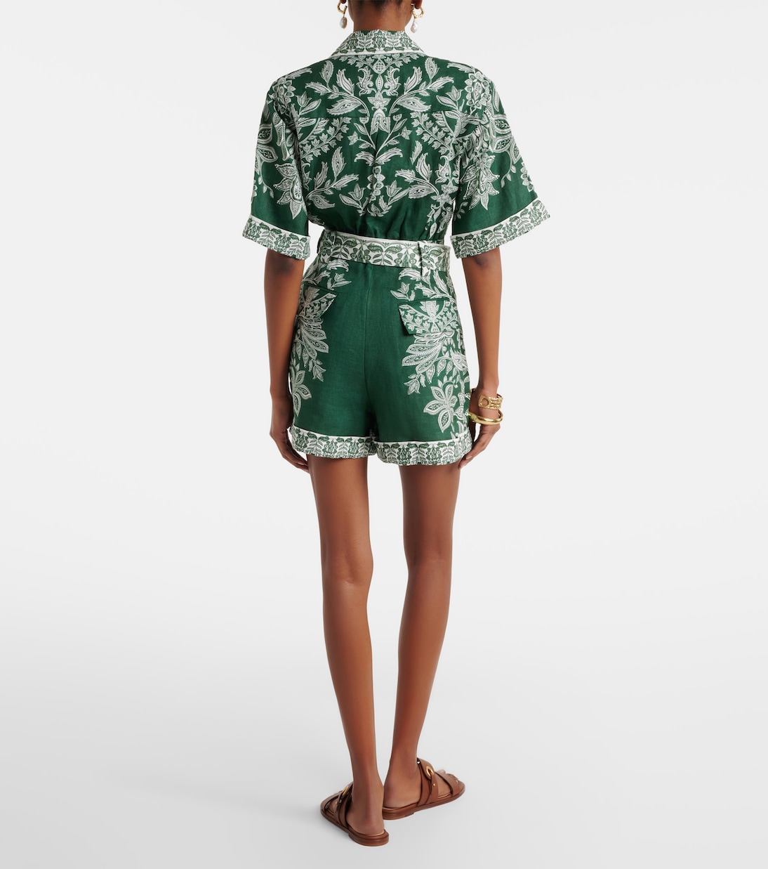 Bedruckter Playsuit Miranda aus Leinen | Farm Rio