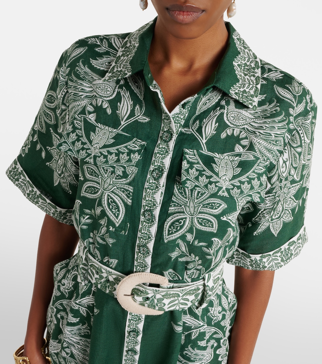 Bedruckter Playsuit Miranda aus Leinen | Farm Rio