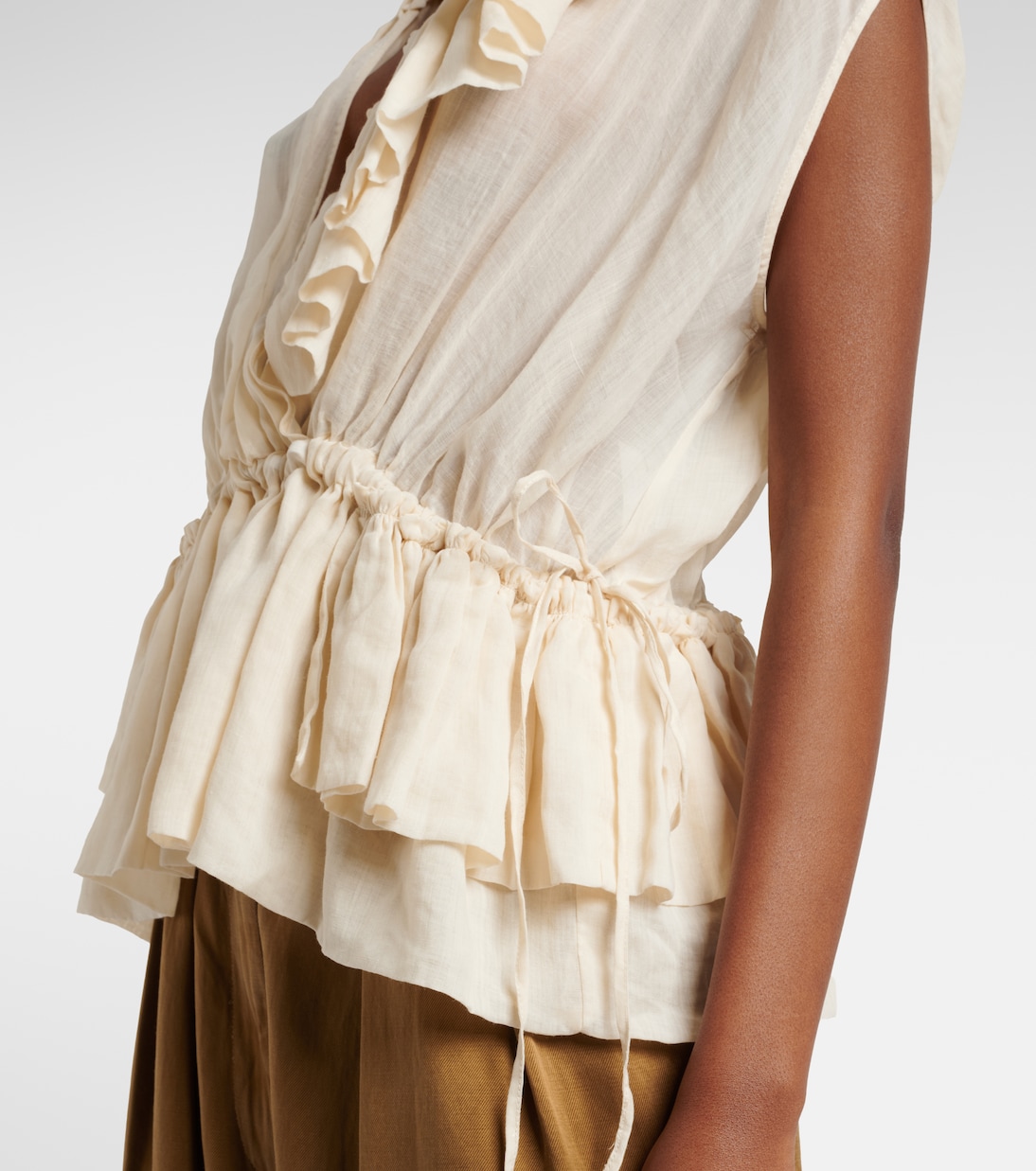 Ruffled peplum ramie top | Dries Van Noten