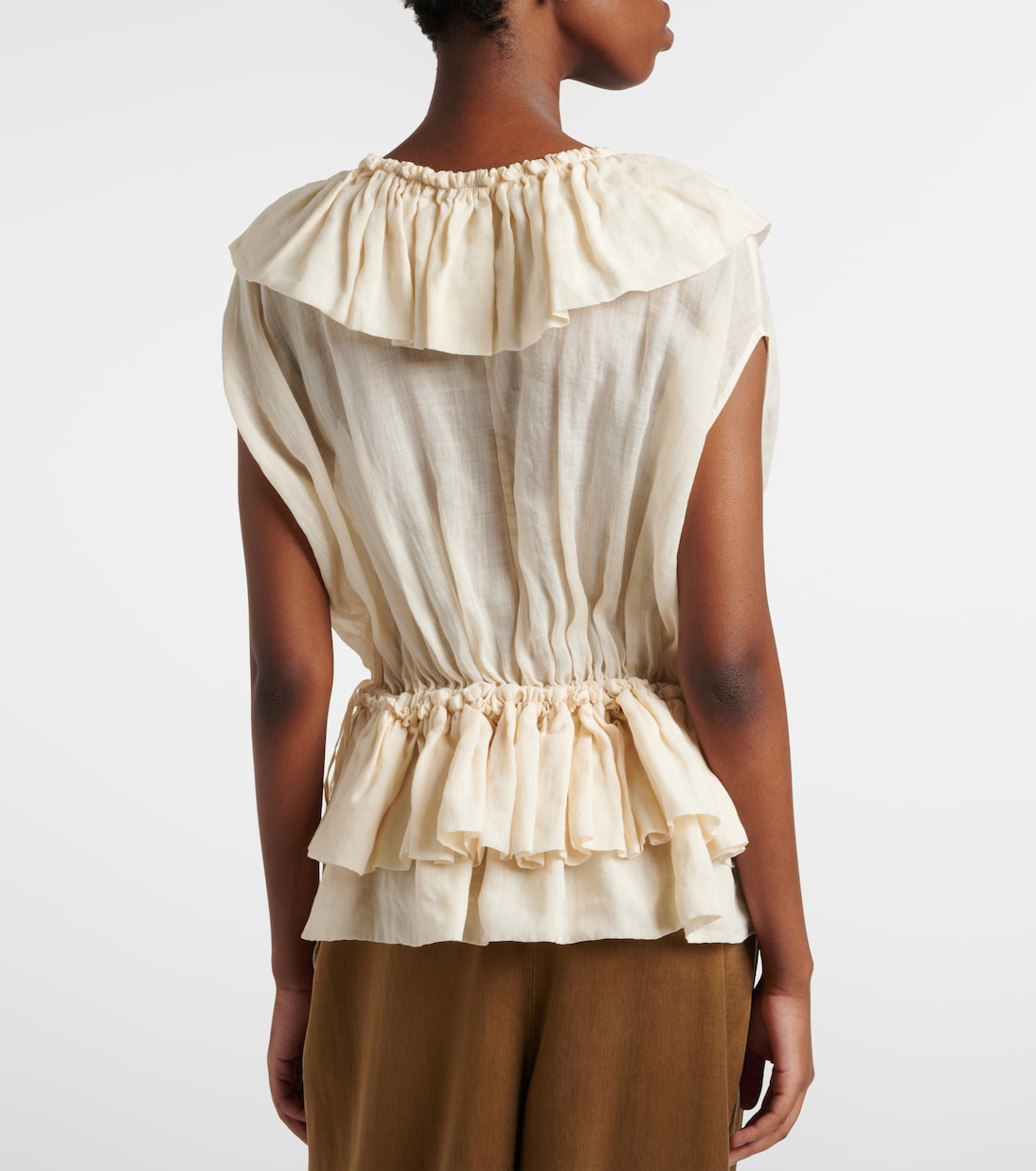 Ruffled peplum ramie top | Dries Van Noten