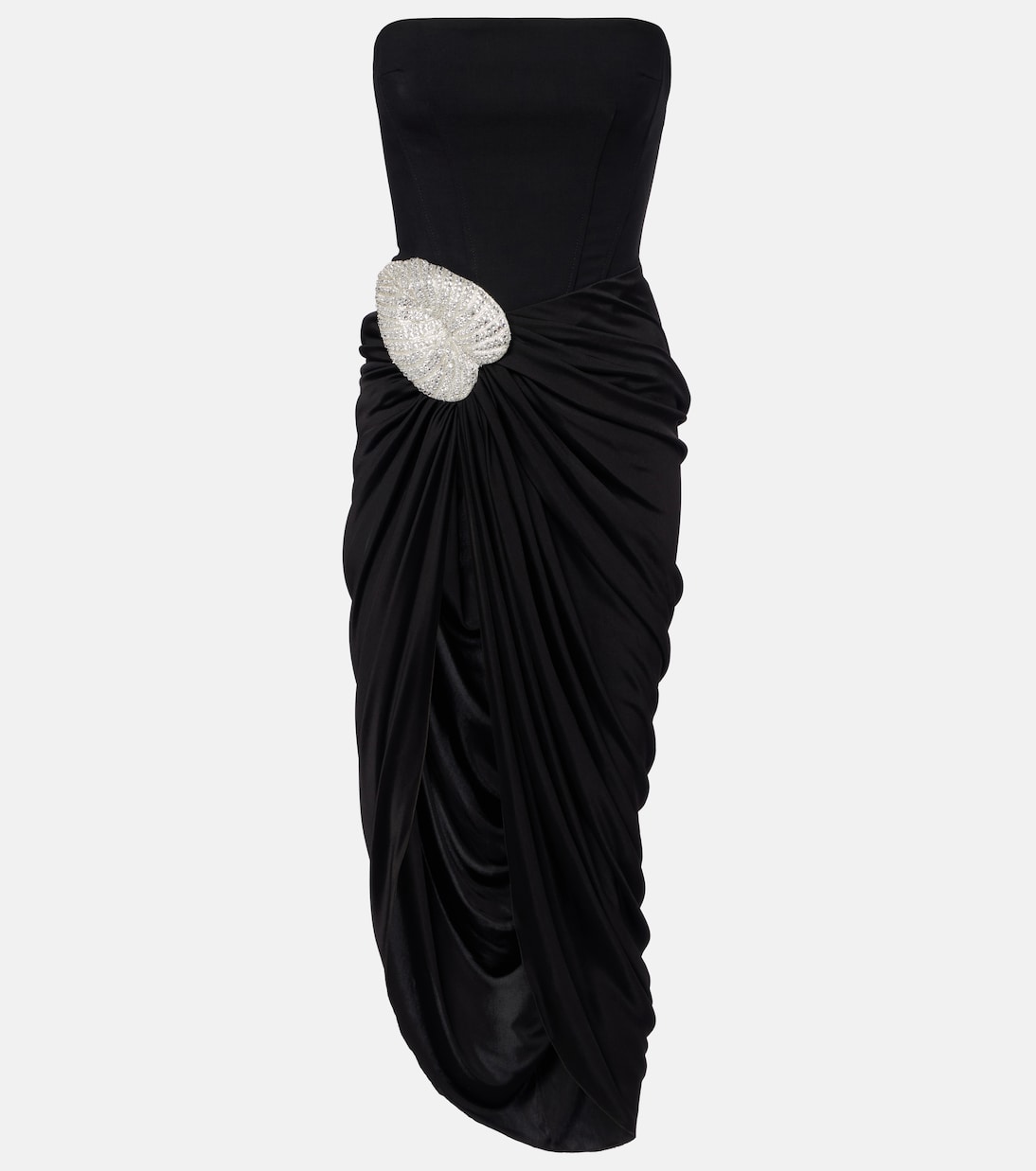 Embellished draped wool-blend corset dress | David Koma