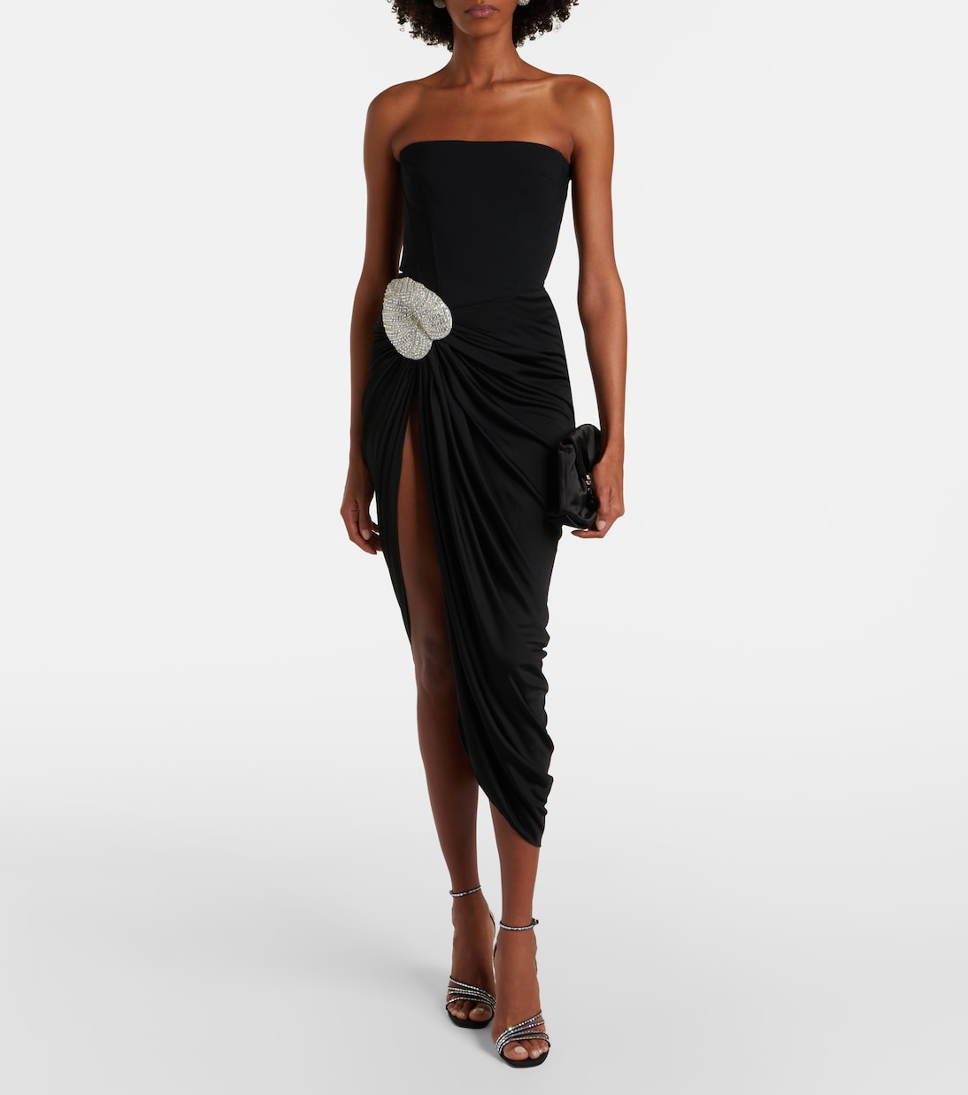 Embellished draped wool-blend corset dress | David Koma