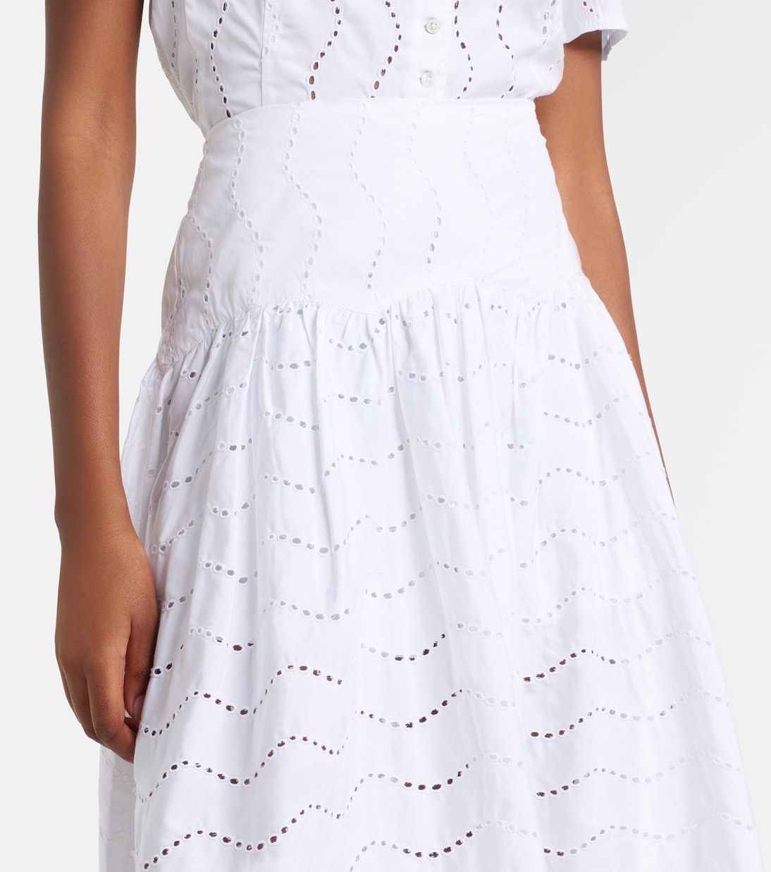 브로드리 앙글레즈 코튼 미디 스커트 | Polo Ralph Lauren