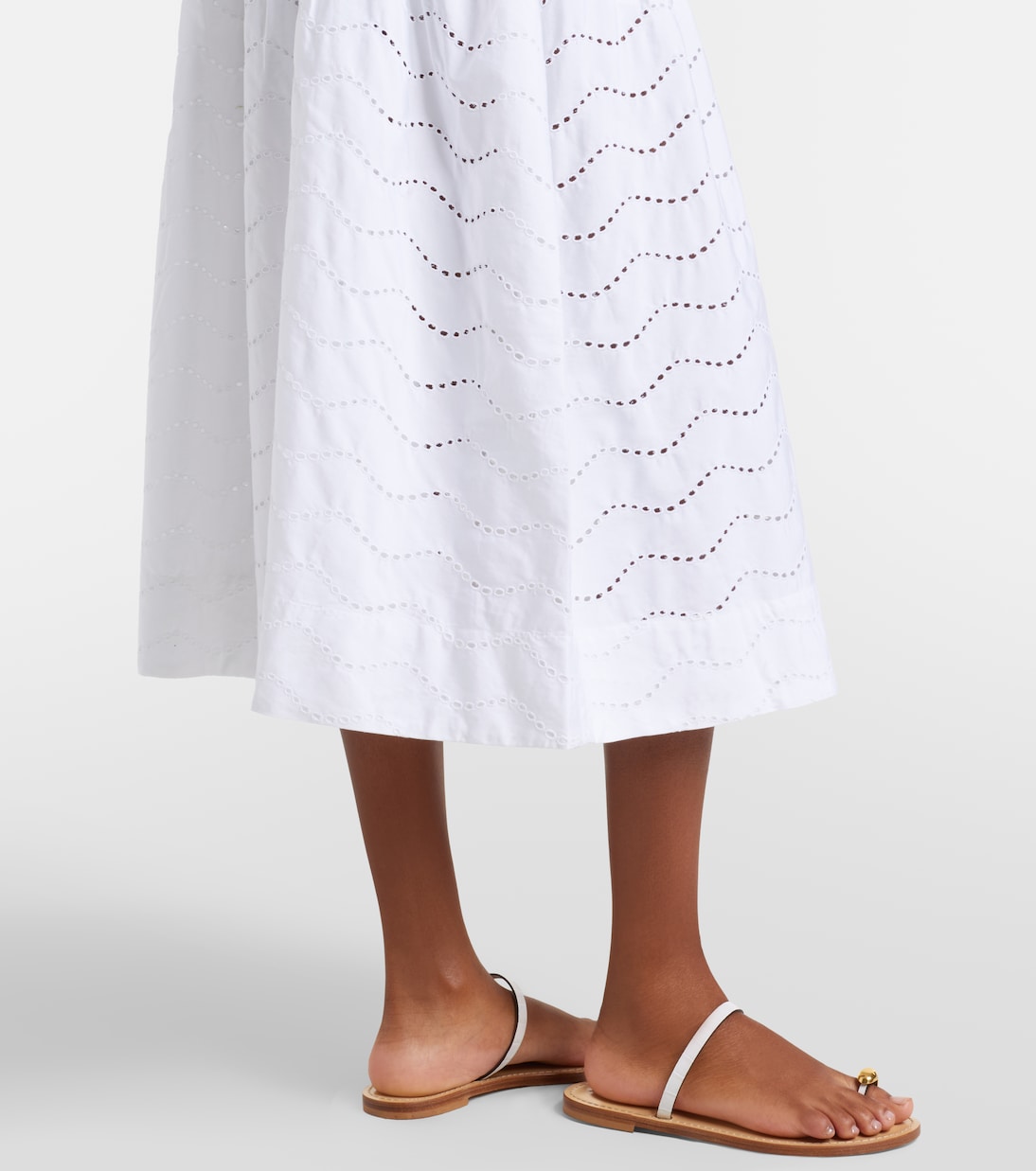 브로드리 앙글레즈 코튼 미디 스커트 | Polo Ralph Lauren