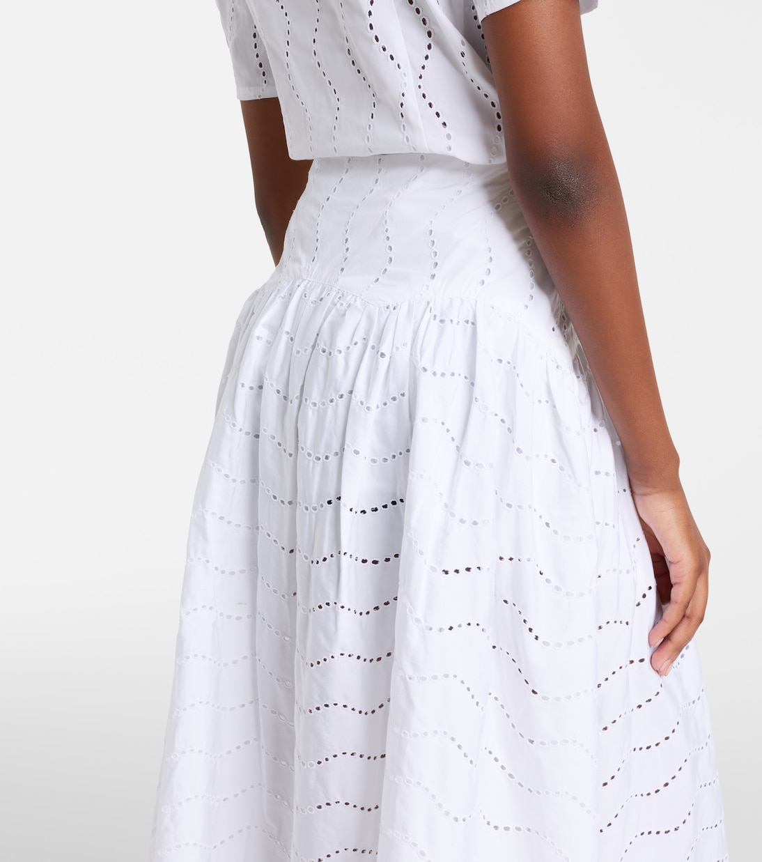 브로드리 앙글레즈 코튼 미디 스커트 | Polo Ralph Lauren