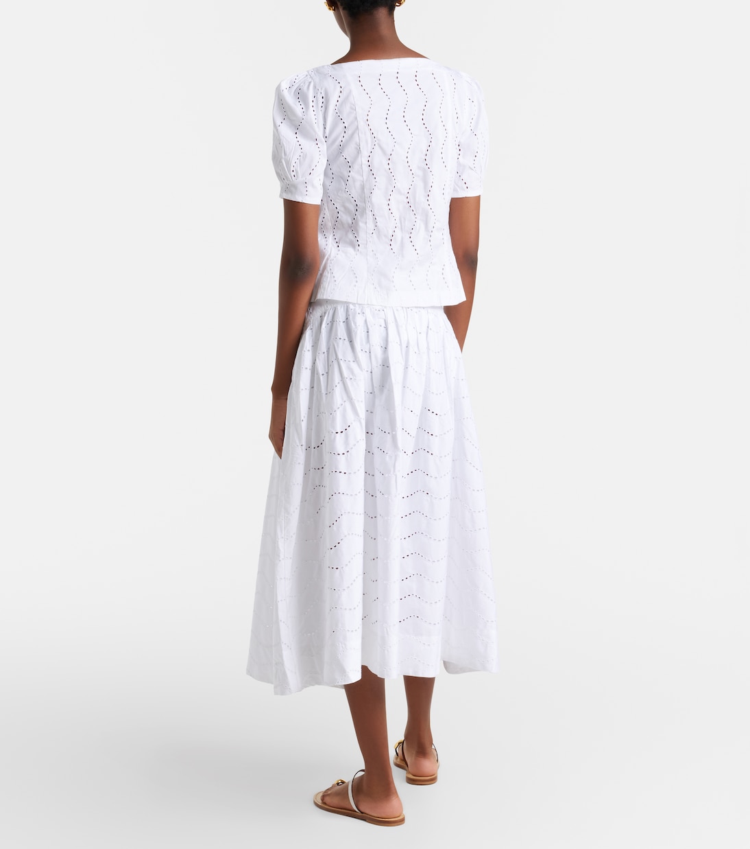 브로드리 앙글레즈 코튼 미디 스커트 | Polo Ralph Lauren