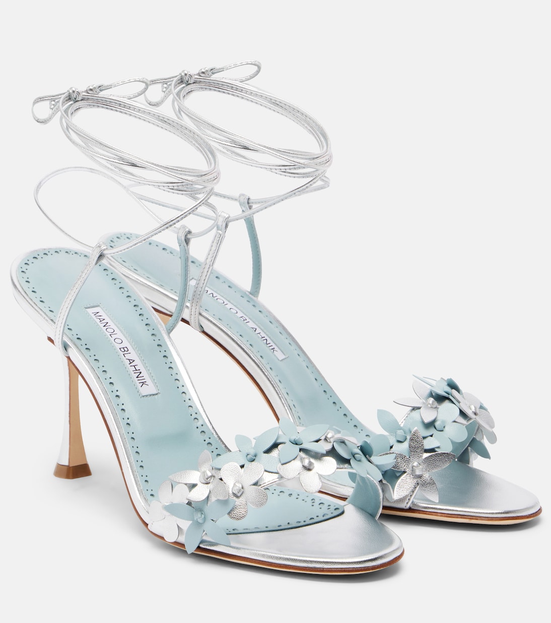 Anista floral-appliqué leather sandals | Manolo Blahnik