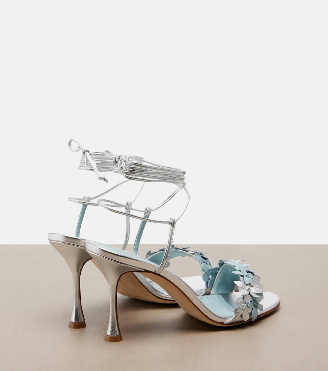 Anista floral-appliqué leather sandals | Manolo Blahnik