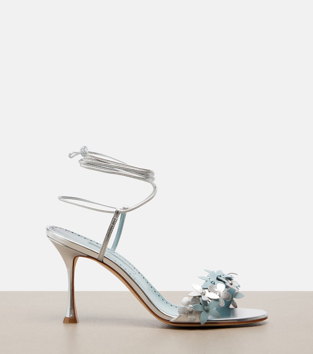 Anista floral-appliqué leather sandals | Manolo Blahnik