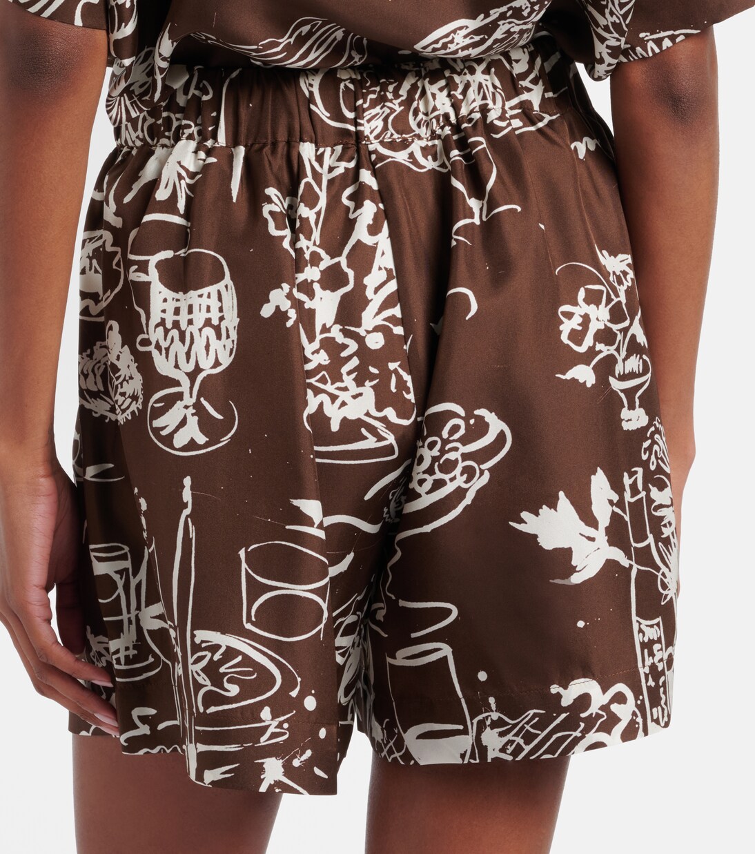 Zurich printed silk twill shorts | Asceno