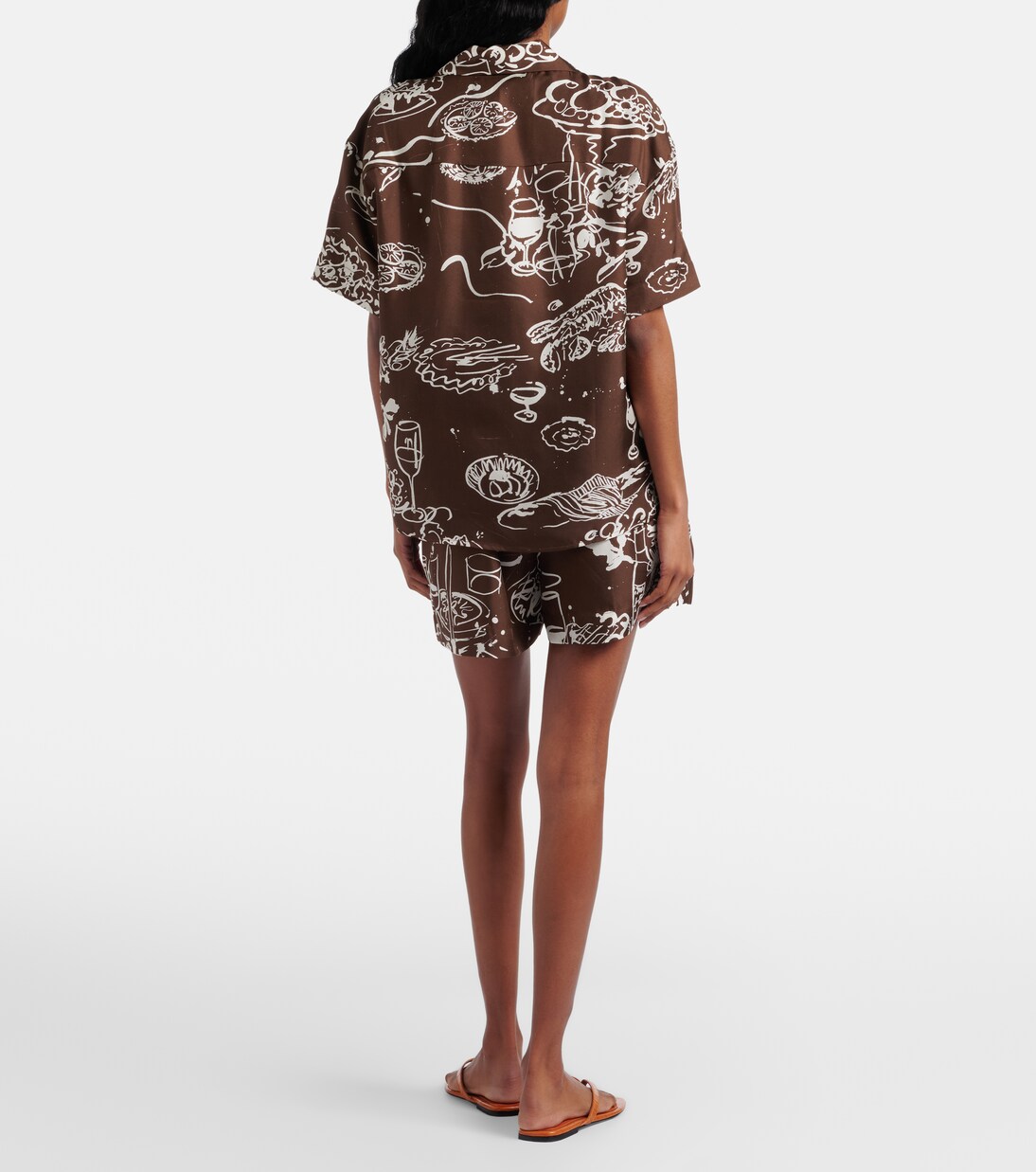 Zurich printed silk twill shorts | Asceno