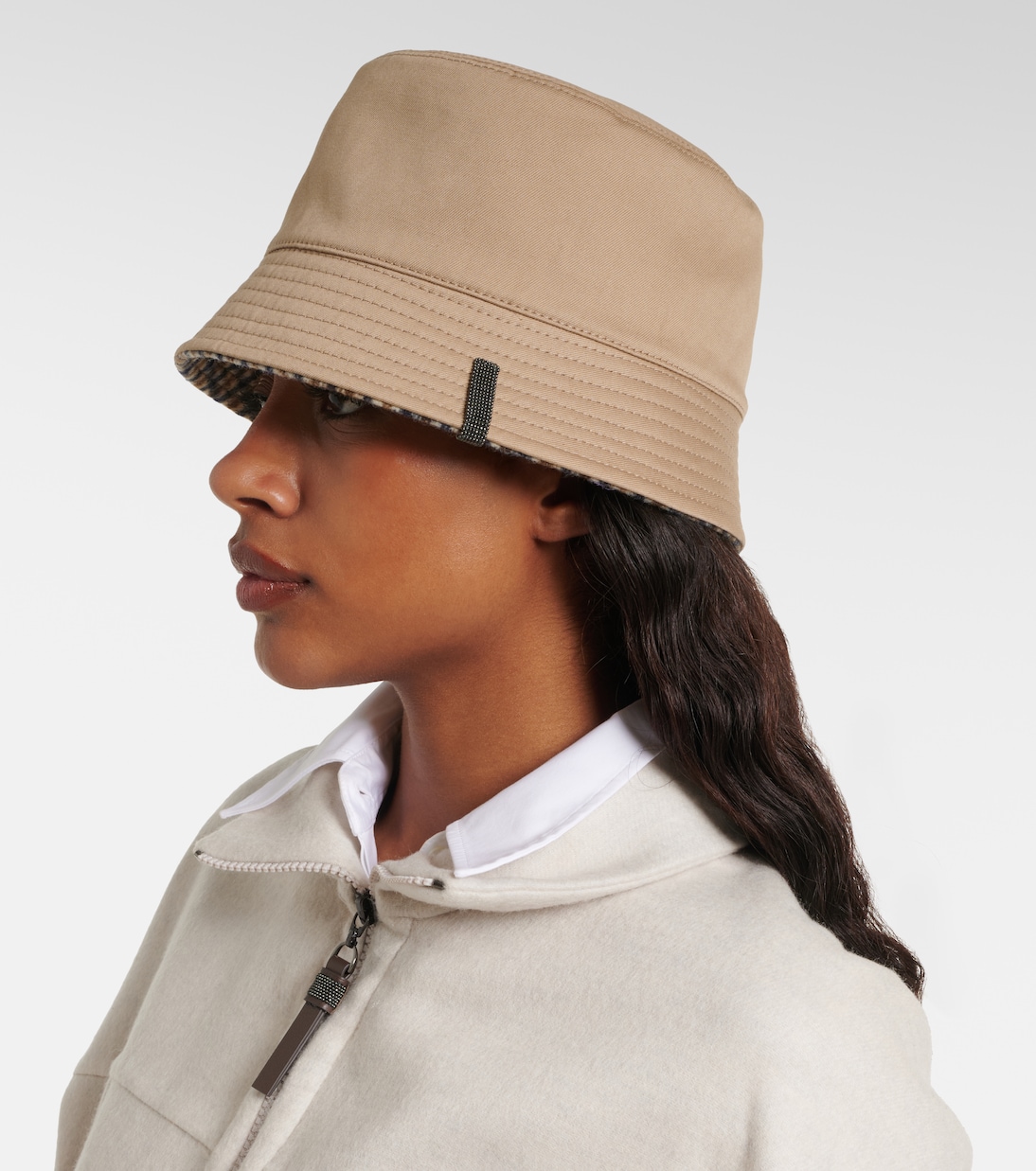 Monili cotton and linen bucket hat | Brunello Cucinelli