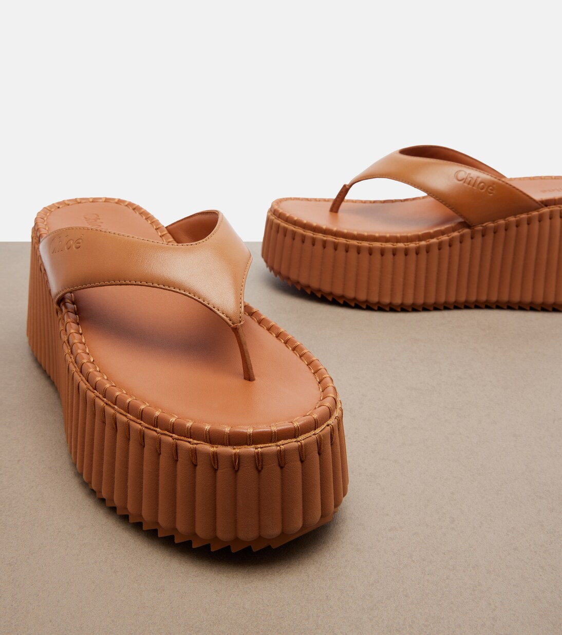 Nama leather platform thong sandals | Chloé