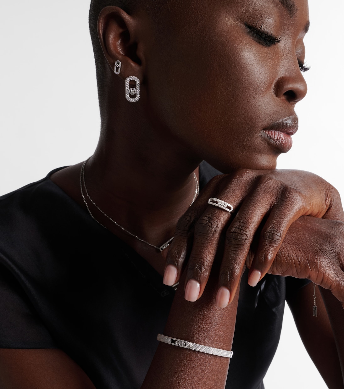 Anillo Baby Move de oro blanco de 18 ct con diamantes | Messika