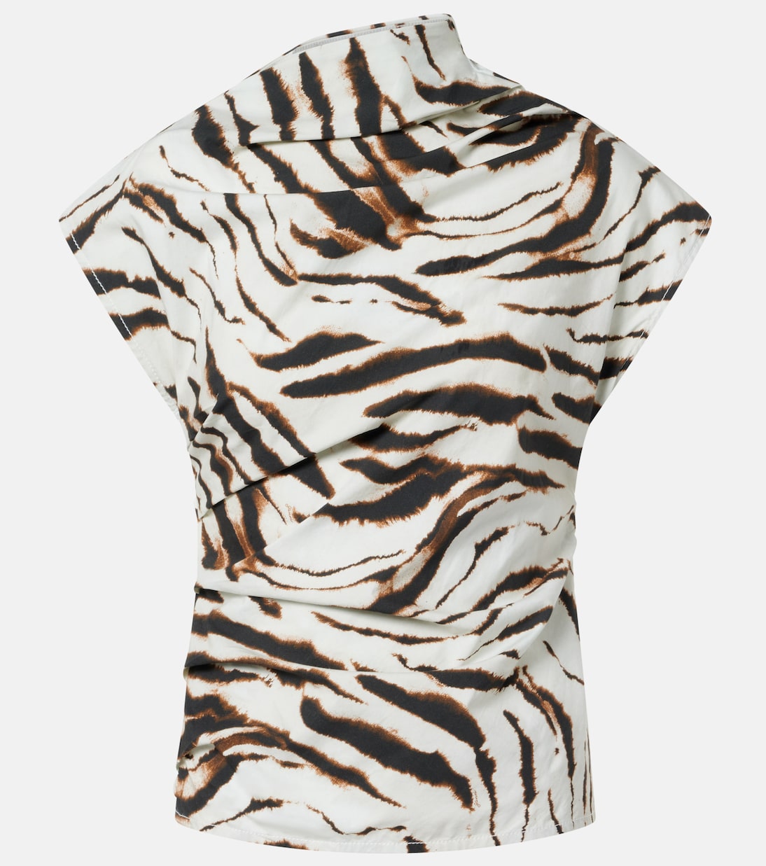 Zebra-print cotton-blend top | Ganni