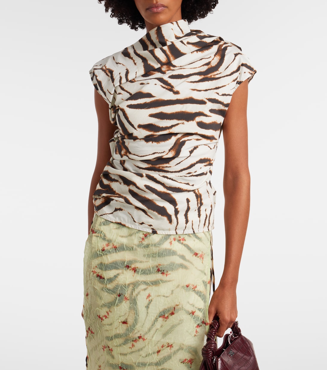Zebra-print cotton-blend top | Ganni
