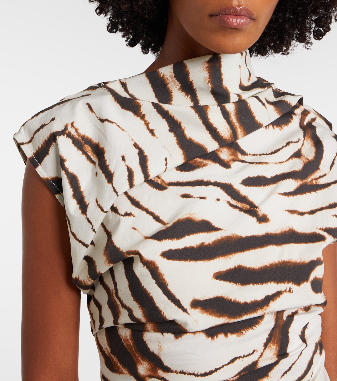 Zebra-print cotton-blend top | Ganni