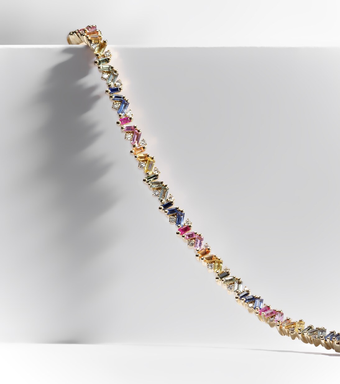 Fireworks 18kt yellow gold bracelet with diamonds and sapphires | Suzanne Kalan