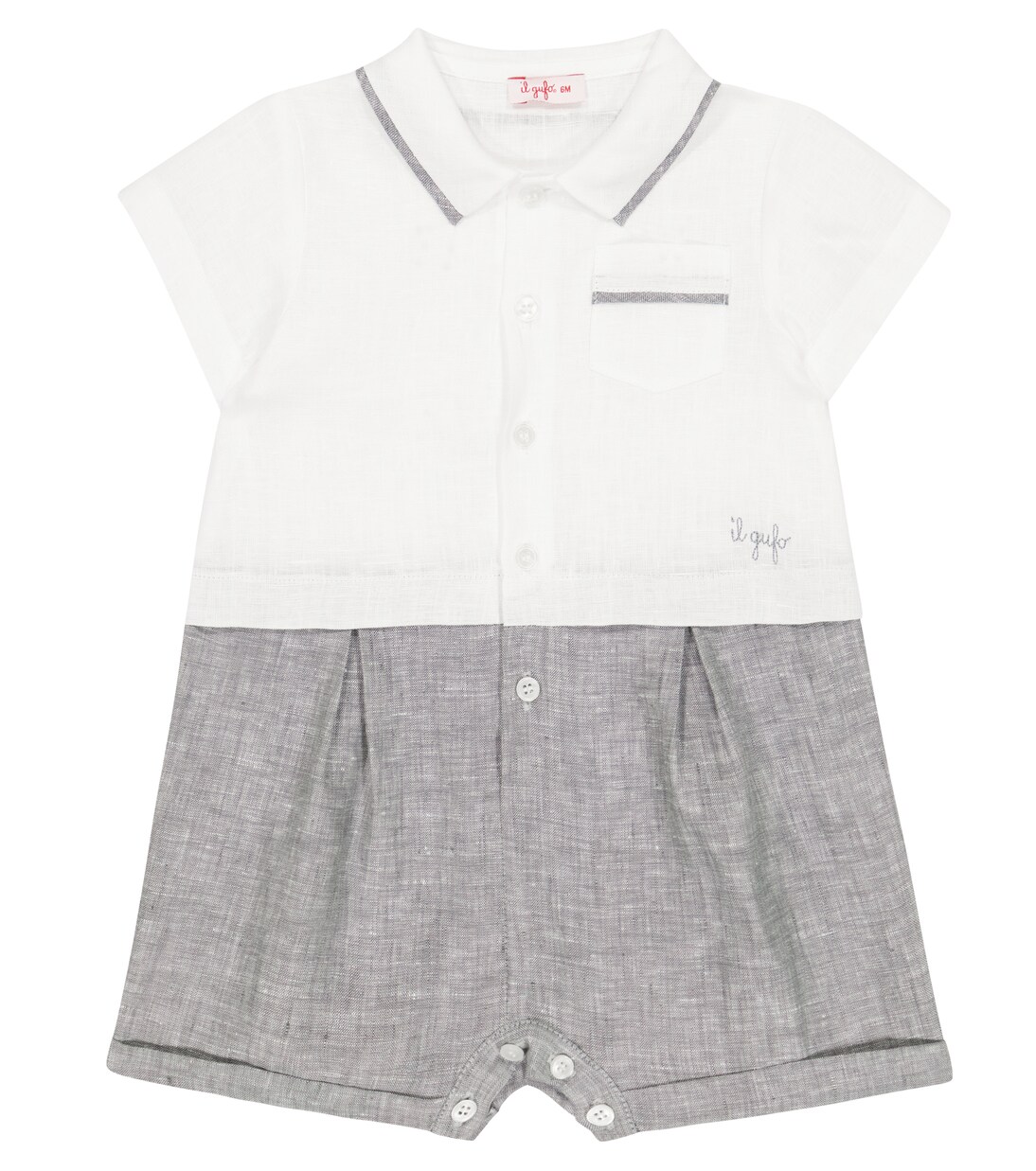 Baby linen playsuit | Il Gufo