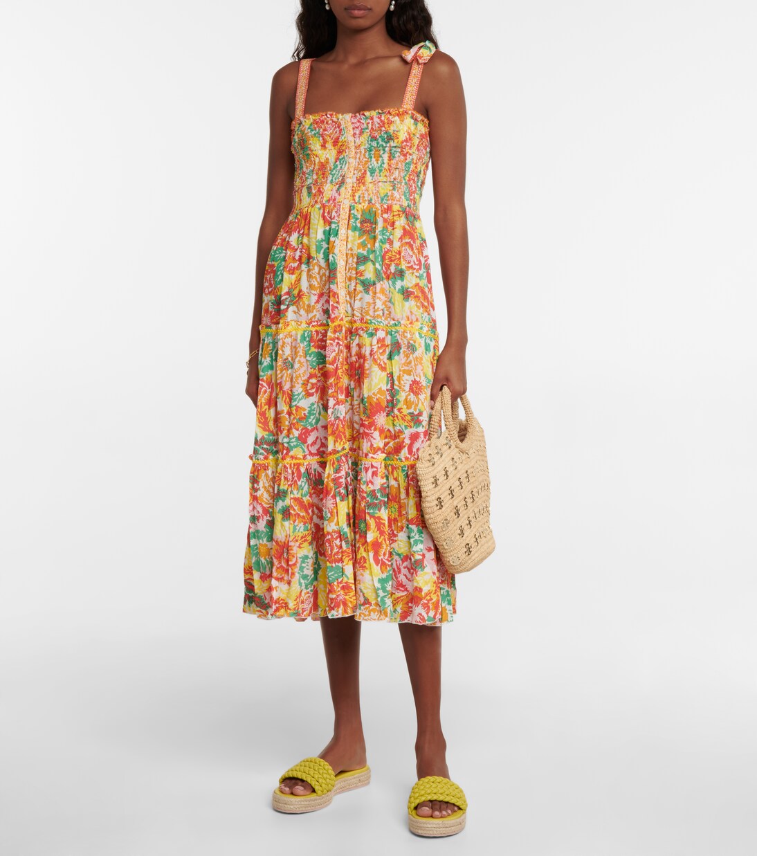 Robe midi Triny à fleurs | Poupette St Barth