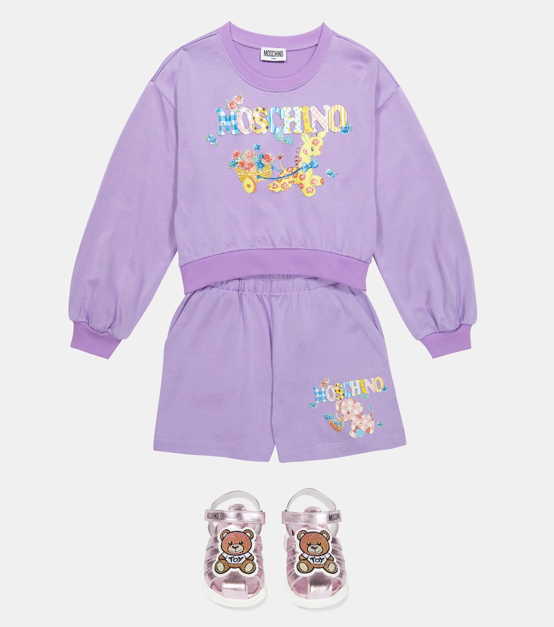 Printed cotton-blend shorts | Moschino Kids