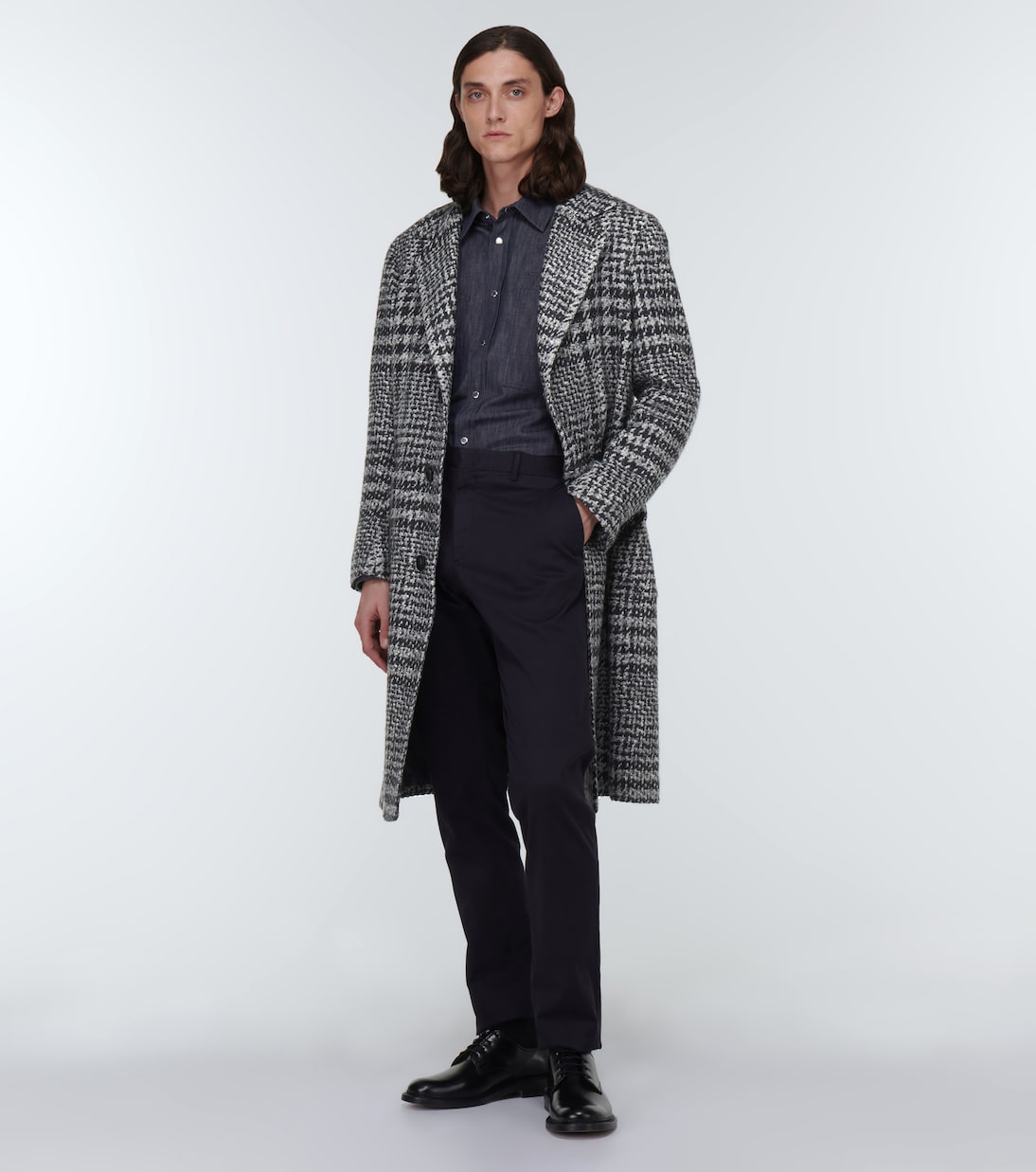 Checked wool-blend overcoat | Kiton