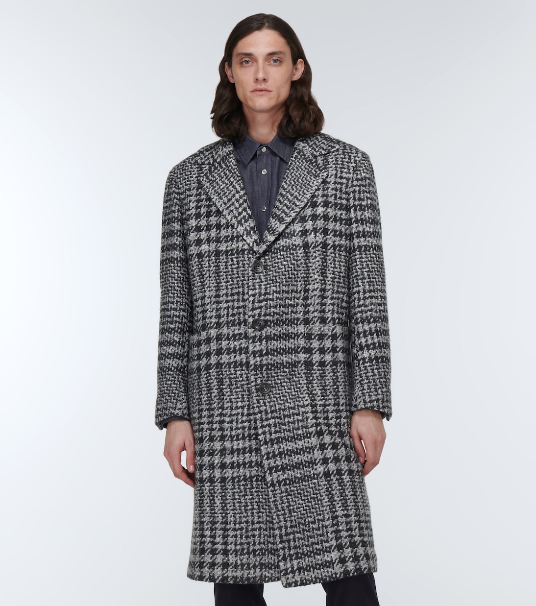 Checked wool-blend overcoat | Kiton